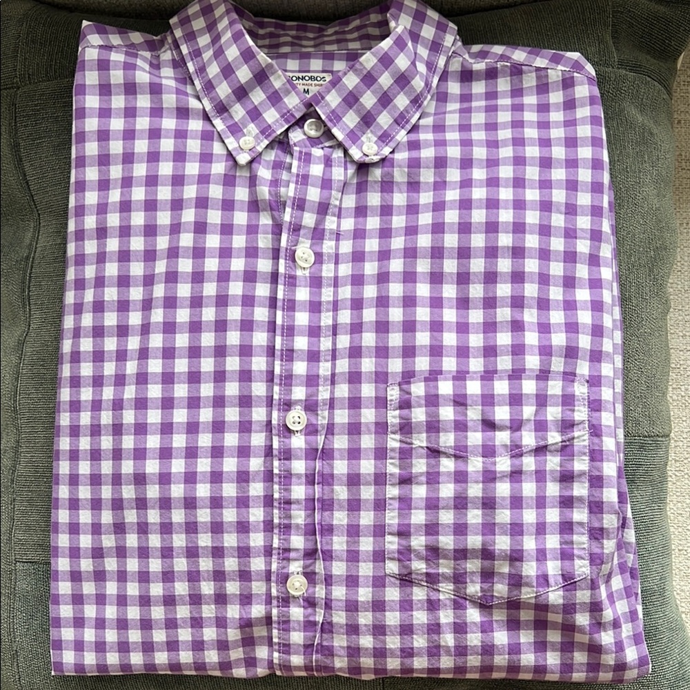 Bonobos Purple Gingham Casual Button Down Shirt - Picture 4 of 7